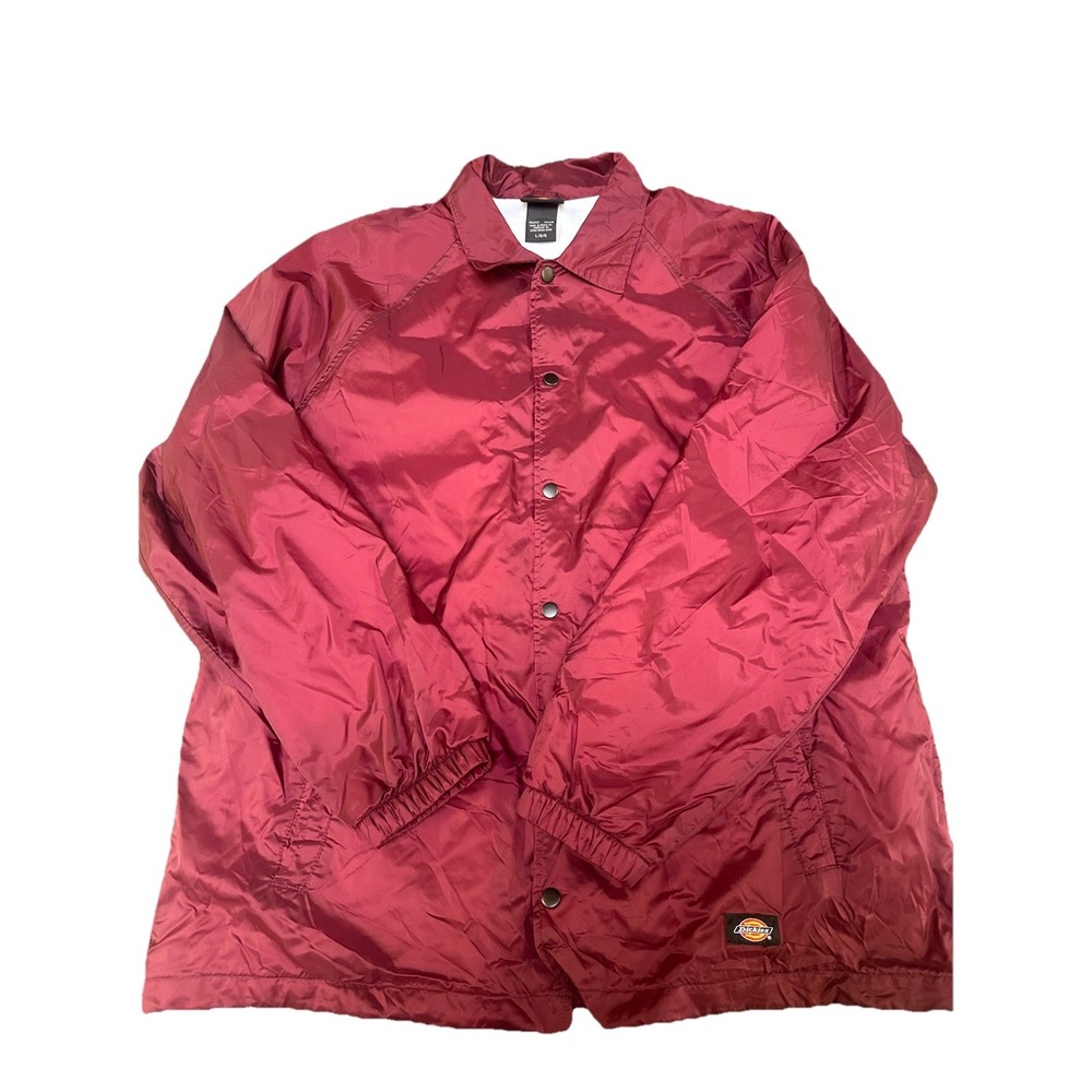 Dickies Snap Front Long Sleeve Nylon Maroon Windbreaker Jacket Men's LARGE‎